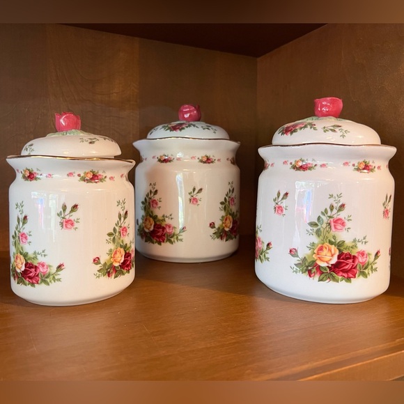 Royal Albert “Old Country Roses” Set of 3 Porcelain Jars